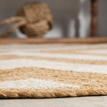 Piper Two-tone Chevron Round Jute Area Rug